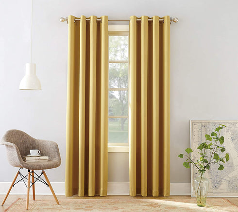 Sun Zero Barrow Energy Efficient Grommet Curtain Single Panel, 54" x 95", Flax
