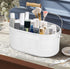 Alpha Living Home Flatware Caddy, Storage Large Kitchen Drawer Organizer, Bathroom Drawer Organizer, Kitchen Drawer Organizer for Large Utensils, Desk Organizer Pen Pencil Holder Storage - White/Gray