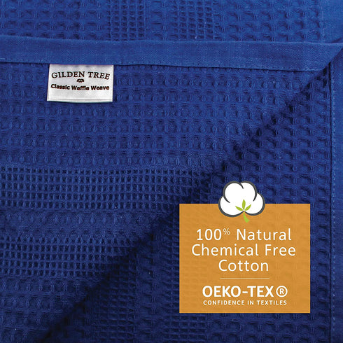 Gilden Tree Waffle Weave Hand Towels for Bathroom Quick Drying Lint Free Thin, Classic Style (Indigo)