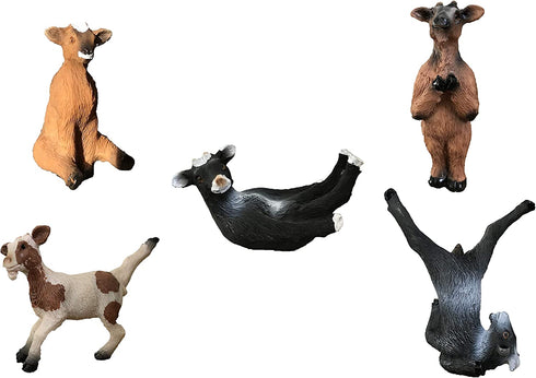Yoga with Goats Figurines by Bella Haus Designs -Set of Five Goat Statue Action Figures, Goat Yoga Decor- 3? Goat Yoga Poses