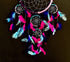 OMA Dream Catcher - Hand Made Traditional Tie Dye Colors Turquoise, Pink & Purple Feathers - 9" Diameter & 30" Long