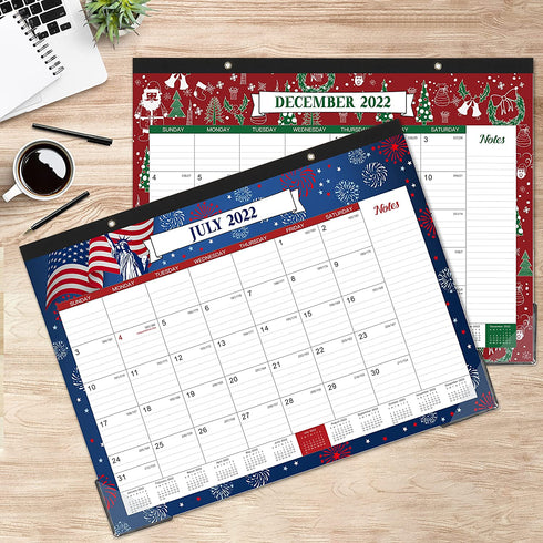 2022 Desk Calendar - Monthly Desk/Wall Calendar, Premium Thick Paper + Corner Protectors - 12 Different Themes 22" — 17", Jan 2022 - Dec 2022, Large Ruled Blocks