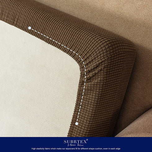 Subrtex Stretch Cushion Covers Couch Cushion Slipcovers RV Seat Covers Chair Loveseat Sofa Cushion Protector Spandex Elastic Furniture Protector for Seat (Small, Coffee)
