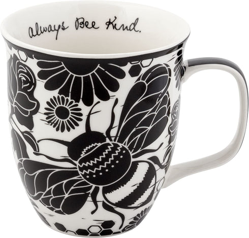 Karma Gifts Black and White BOHO Mug, 16 oz, BEE