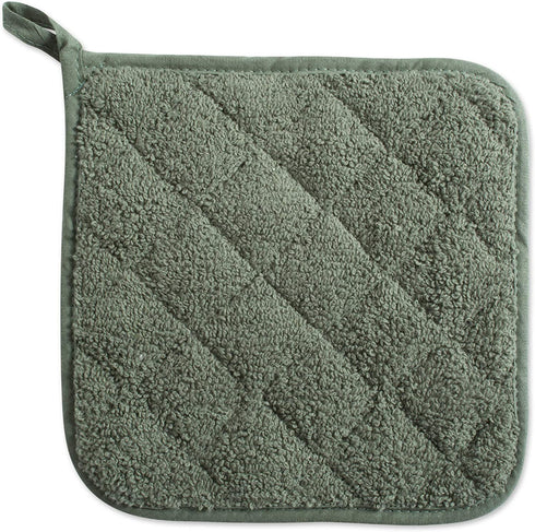 DII Basic Terry Collection Quilted 100% Cotton, Potholder, Artichoke Green, 3 Piece