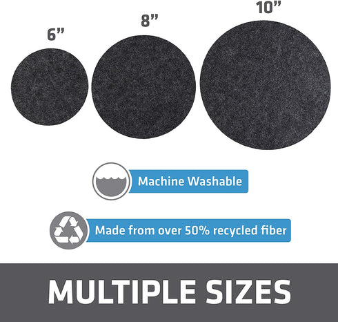 Drymate Plant Coaster Mat Reversible, Charcoal/Brown, (6?, 8?, 10?), (Set of 12), (4 of Each Size), Round/Fabric, Absorbent/Waterproof - Protects Surfaces, Contains Liquids (USA Made)