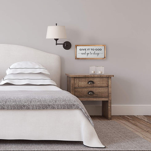 Give it to God and Go to Sleep Sign 8x17 Inch, Give it to God Signs, Rustic Bedroom Wall Decor For Couples, Framed Religious Wall Decor, Go To Sleep And Give It To God Farmhouse Bedroom Decor Sign