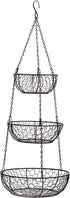 RSVP International Hanging Storage Collection 3-Tier Baskets, Bronze Chicken Wire