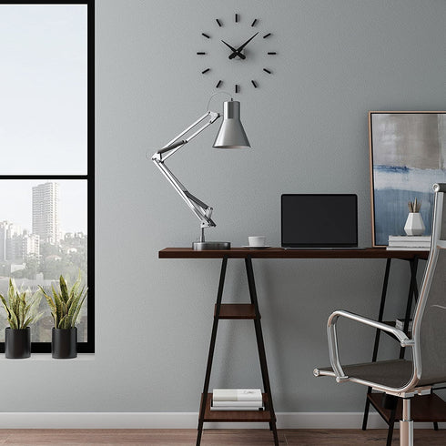 Lavish Home (Brushed Steel Architect Desk Lamp-LED Task Adjustable Swing Arm for Home and Office-Includes Energy Efficient Light Bulb, 23 L x 6.5 W x 34 H