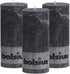 BOLSIUS Rustic Anthracite (Black) Unscented Pillar Candles - 2.75" X 7.5" Decoration Candles Set of 3 - Clean Burning Dinner Candles for Wedding & Home Decor Party Restaurant Spa- Aprox (190/68m)