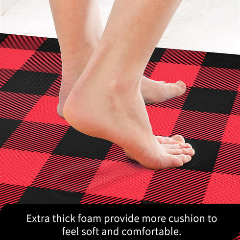 EARTHALL Kitchen Mat Cushioned Anti-Fatigue Floor Mat, 17.7"x59", Waterproof Non-Slip Red Buffalo Plaid Kitchen Rug Runner Ergonomic Comfort Standing Mat for Kitchen, Home, Office, Sink, Laundry, Desk