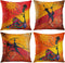Emvency Set of 4 Throw Pillow Covers Modern Artistic Red and Orange Oil Painting Couple Dancing African Ethnic Tribe Decorative Pillow Cases Home Decor Standard Square 18x18 Inches Pillowcases