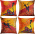 Emvency Set of 4 Throw Pillow Covers Modern Artistic Red and Orange Oil Painting Couple Dancing African Ethnic Tribe Decorative Pillow Cases Home Decor Standard Square 18x18 Inches Pillowcases