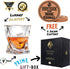 VACI GLASS Crystal Whiskey Glasses - Set of 4 - with 4 Drink Coasters, Crystal Scotch Glass, Malt or Bourbon, Glassware Set