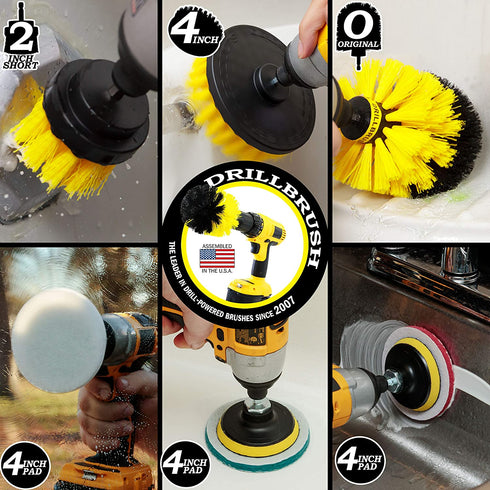Drillbrush Power Scrubber Brush Set - Drill Brush Attachment - Grout Brush Drill Attachment - Drill Scrubber Attachment - Bathroom Cleaner Scrub Brush - Toilet Brush Cleaning Supplies - Grout Cleaner