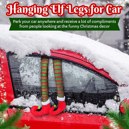 1 Pair Elf Christmas Decorations for Your Vehicle or Fireplace - Hanging Elf Legs for Car Perfect for Holiday Cheer. One Pair Random Style Santa Leg or Elf Leg. STYLE WILL VARY AT RANDOM ELF/SANTA (1)