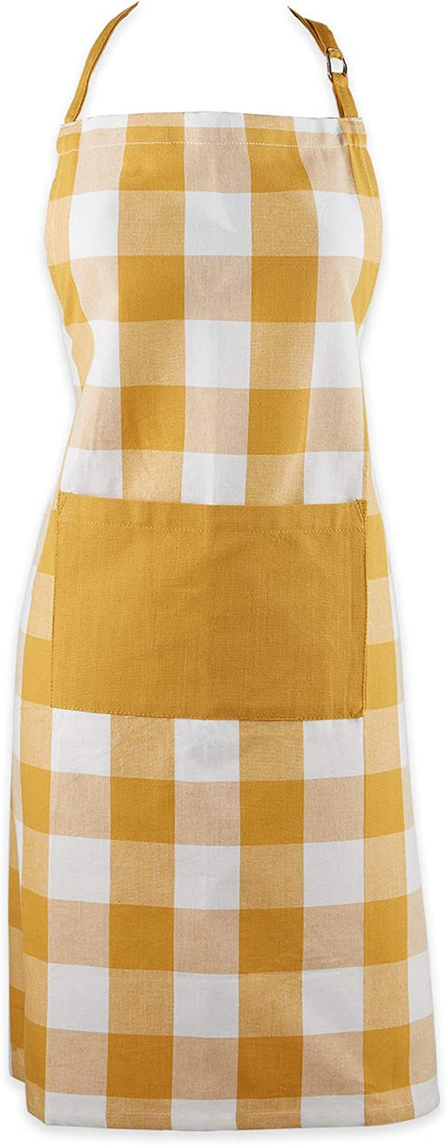 DII Buffalo Check Kitchen Collection, Classic Farmhouse Chef Apron, One Size, Honey Gold