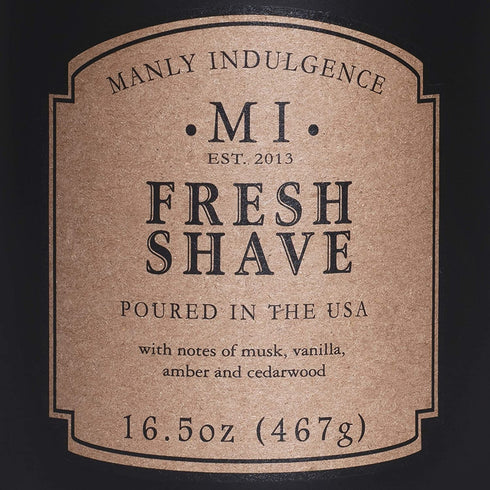 Manly Indulgence Fresh Shave Candle With Notes of Musk, Vanilla, Amber and Cedarwood (16.5 Oz)
