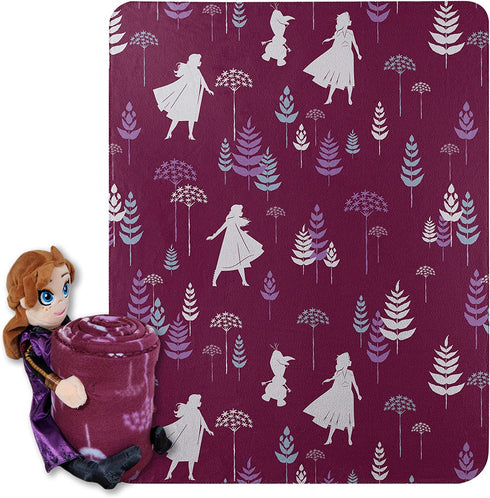 Disney Frozen 2, "Dandelion Anna" Character Shaped Pillow and Fleece Throw Blanket Set, 40" x 50", Multi Color, 1 Count