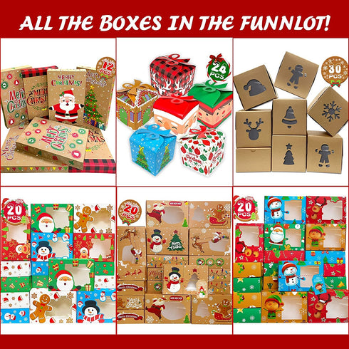 Funnlot 20PCS Christmas Baking Boxes Christmas Cookie Boxes Christmas Cookie Tins Holiday Cookie Boxes For Gift Giving Holiday Containers With Lids 5.7™™x 8.7™™Cookie Tins