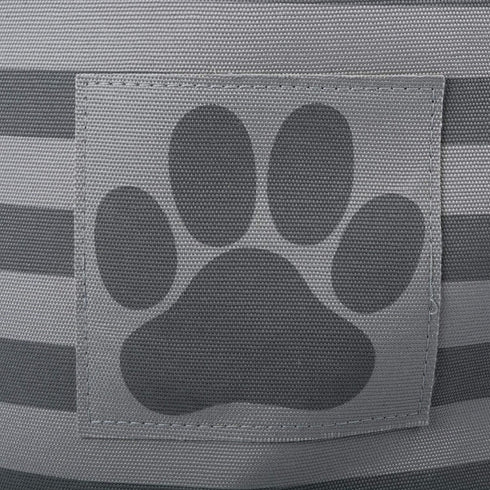 Bone Dry Pet Storage Collection Striped Paw Patch Bin, Small Round, Gray