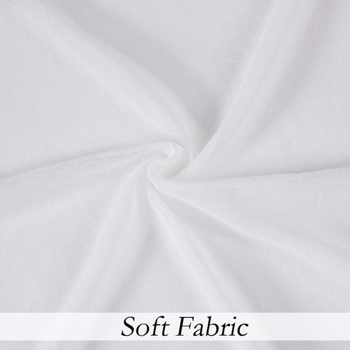 Central Park White Semi Sheer Window Curtain Panels Linen Texture Solid Window Treatment Sets Drape Pairs Rod Pocket Curtains for Living and Bedroom Farmhouse 63 inches Long, 2 Panels
