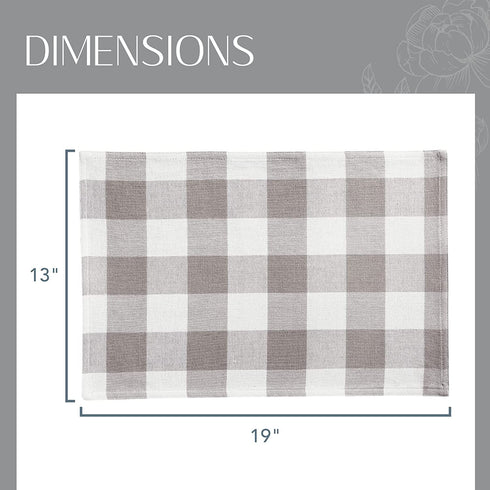 Elrene Home Fashions Farmhouse Living Buffalo Check Placemat Set of 4, 13" x 19", Gray/White 4