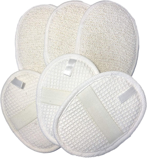 6 pcs/set 4.3"×5.7" Natural Exfoliating Face body Pad Loofah Sponge Facial Brush - Shower Scrubber - Body Bath Spa For Men & Women, Renewable Resource - Pack of 6