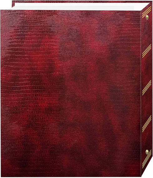 Magnetic Self-Stick 3-Ring Photo Album 100 Pages (50 Sheets), Burgundy Red