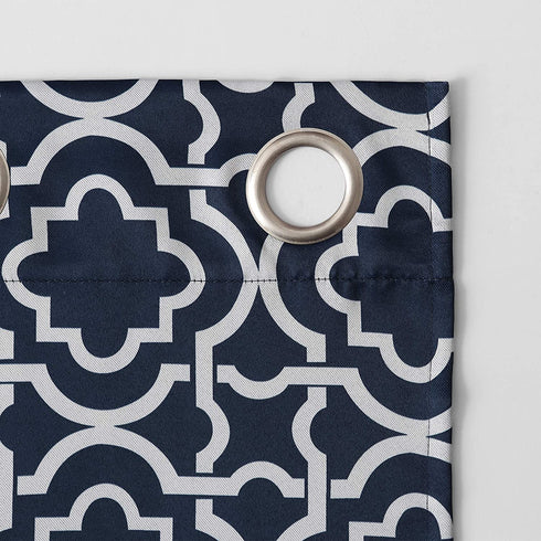 Sun Zero Barnett Trellis Blackout Grommet Curtain Panel, 40 in x 63, Navy Blue