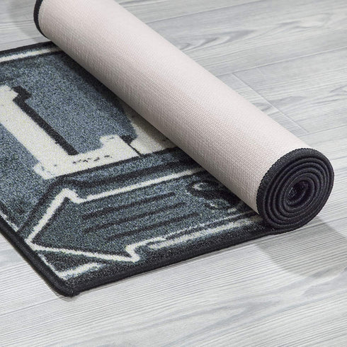 Ottomanson Laundry Collection Bordered Non-Slip Rubber Back Runner Rug, 20" x 59", Grey