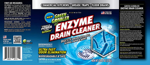 Green Gobbler ENZYMES for Grease Trap & Sewer - Controls Foul Odors & Breaks Down Grease, Paper, Fat & Oil in Sewer Lines, Septic Tanks & Grease Traps (1 Gallon)