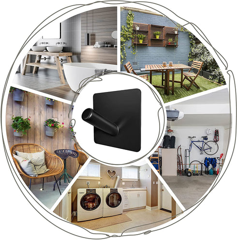 Adhesive Towel Hooks Wall Hooks for Hanging €“ Matte Black SUS304 Stainless Steel Waterproof with Strong Adhesive Tapes €“ 3M Hooks for Bathroom Bedroom Kitchen Closet Cabinet €“ 4 Pack