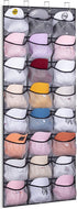 KEETDY 24 Baseball Hat Rack for Door Large Hat Organizer for Baseball Caps with Elastic Pockets Caps Holder Protect and Display Hat Storage, Gray