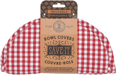 Now Designs Reusable Bowl Cover to Reduce Waste, Gingham - Large & Medium | Set of 2