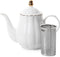 BTaT- Porcelain Tea Pot with Stainless Steel Infuser, 38 oz, White, Tea Pot with Gold Trim, Teapot with Infuser, Porcelain Teapot, Tea Brewing Pot, Teapots for Loose Tea, Tea Pot with Strainer