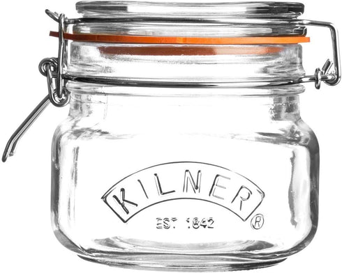 Kilner Square Clip Top Jar, Durable Glass Container with Airtight Seal for Home-canning, Preserving, and Storing, 17-Fluid Ounces