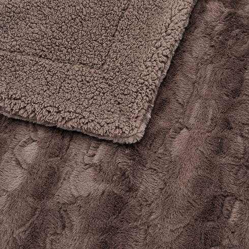 Amazon Basics Fuzzy Faux Fur Sherpa Throw Blanket, 50"x60" - Solid Brown