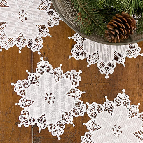 Heritage Lace Snowflake Doily, 9" Round, White, 4 Count