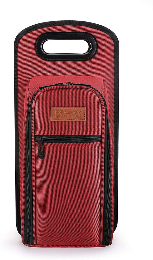 ALLCAMP Insulated Wine Tote Bag and Wine Travel Bag with handle,Great Gift for Wine Lover,Red