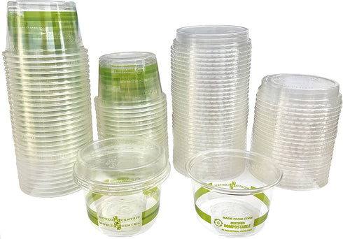 4 Ounce Compostable Corn Plastic Cups with Lids - 50 Pack