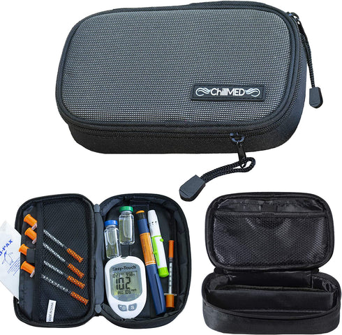 ChillMED to-Go Medication Kit - Compact Cooler Bag to Organize Insulin, Migraine Medication, and More - Includes 3 oz Reusable Cold Pack - Up to 3 Hours of Cool Time (Slate)