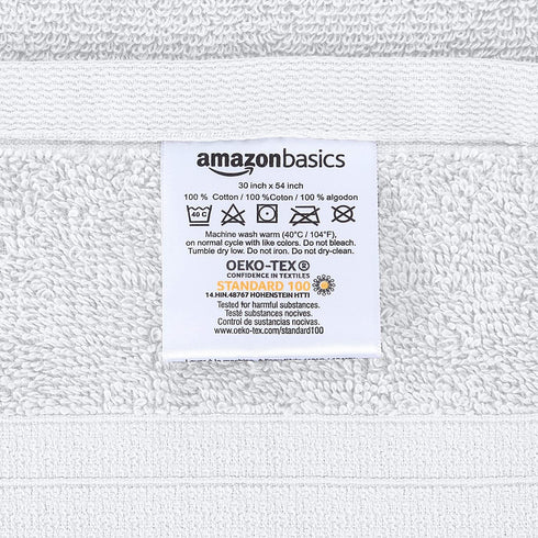 Amazon Basics Performance Bath Towels, 6 Piece Set, White