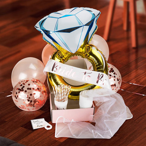Bachelorette Party Decorations | Bridal Shower Supplies Kit - Bride To Be Sash, Cups, Straws, Veil, Banner, Balloons, Rose Gold Curtains & Decor Accessories