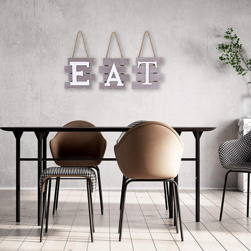 Eat Signs Kitchen Decor,Rustic Kitchen Sign,Farmhouse Kitchen Wall Art,Dining Room Wall Decor,Kitchen Letters Decor,Brown/White, 24*7.8inch