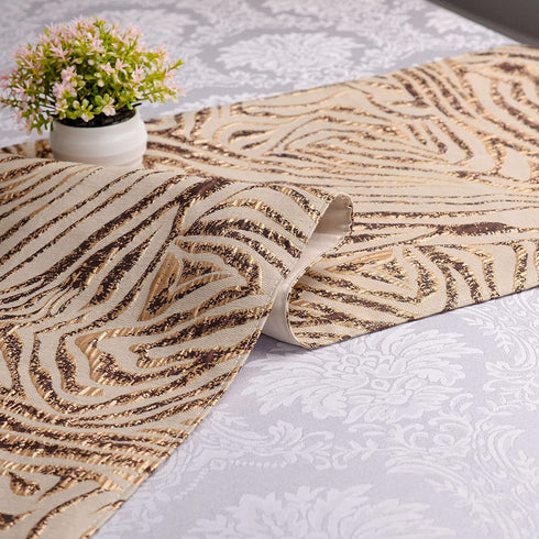 Zebra Home Dining Table Runners for Kitchen Table(Gold, 14"X72"/1PC)
