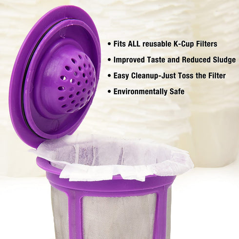 K Cup Filters - Pack of 300 - Fits With All Reusable Coffee Pods - Compostable and Disposable Coffee Filters for Keurig Single Cup by Delibru