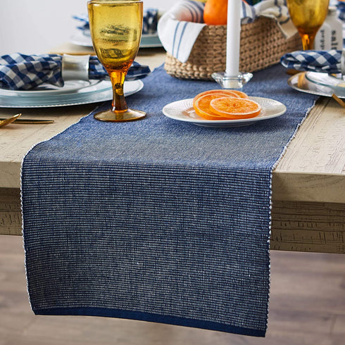 DII Two-Toned Collection Tabletop, Table Runner, 13x72, Navy