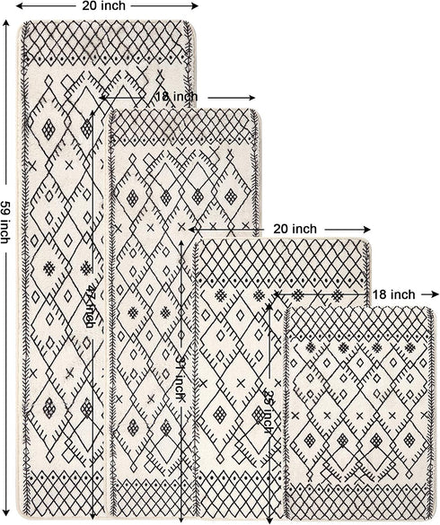 Uphome Bathroom Rugs 18x25 inch Boho Bath Mat Non-Slip Moroccan Geometric Farmhouse Bath Rug Soft Microfiber Machine Washable Floor Mats for Bathroom Tub Sink Shower