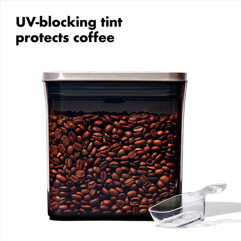 OXO Steel POP Coffee Container with Scoop- 1.7 Qt for Coffee, Tea and More